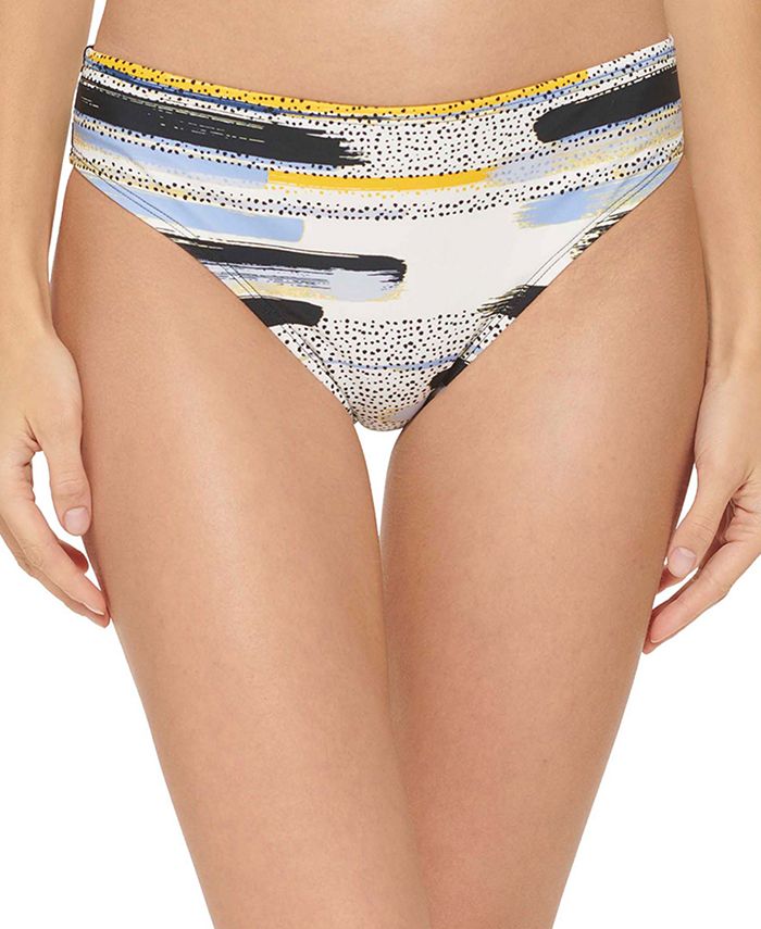 DKNY Women's Printed Classic Bikini Bottoms Swimsuit Blue Size Medium