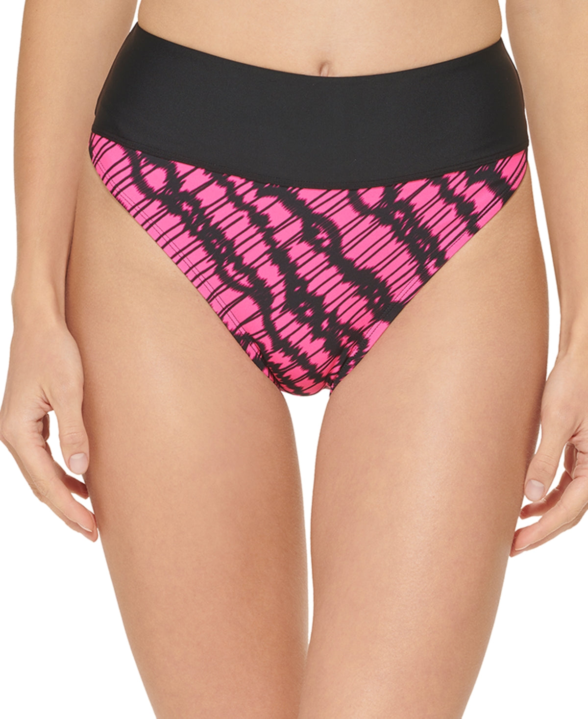 Dkny Women's Printed High-Waist Bikini Bottoms Swimsuit Pink