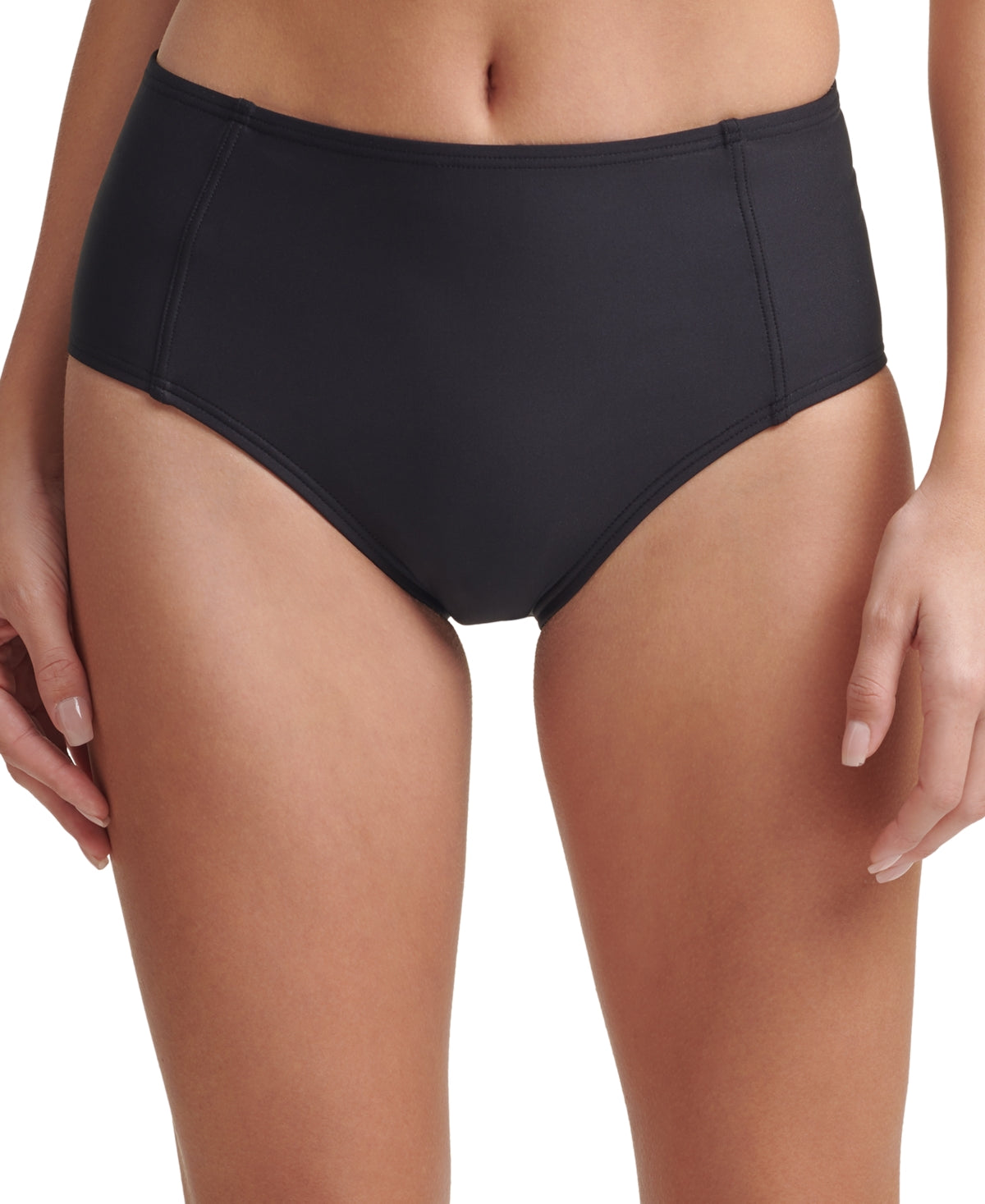 Dkny Women's Seahigh Waist Bikini Bottoms Swimsuit Black