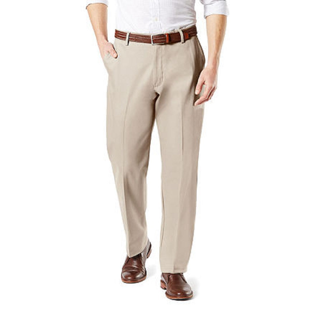 Dockers Men's Signature Lux Cotton Classic Fit Creased Stretch Pants Brown Size 34X32