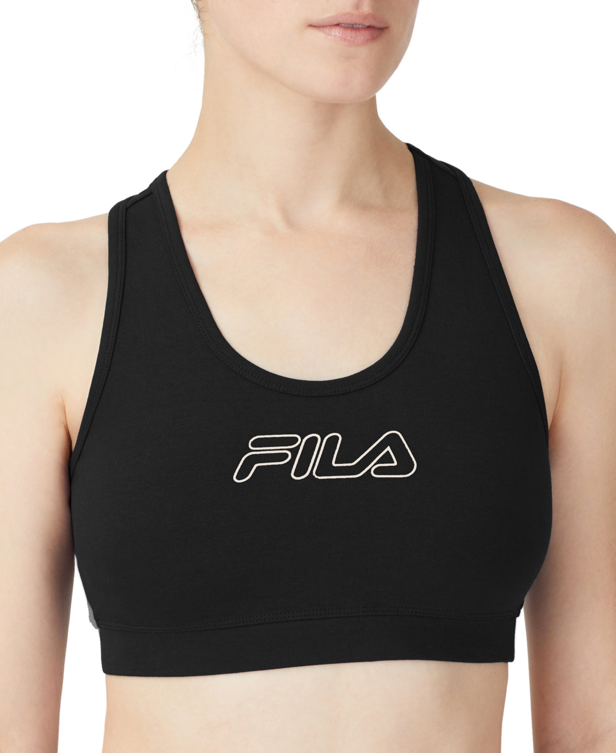 Fila Women's Bloom Logo Pullover Jersey Sports Bra Black Size 2X