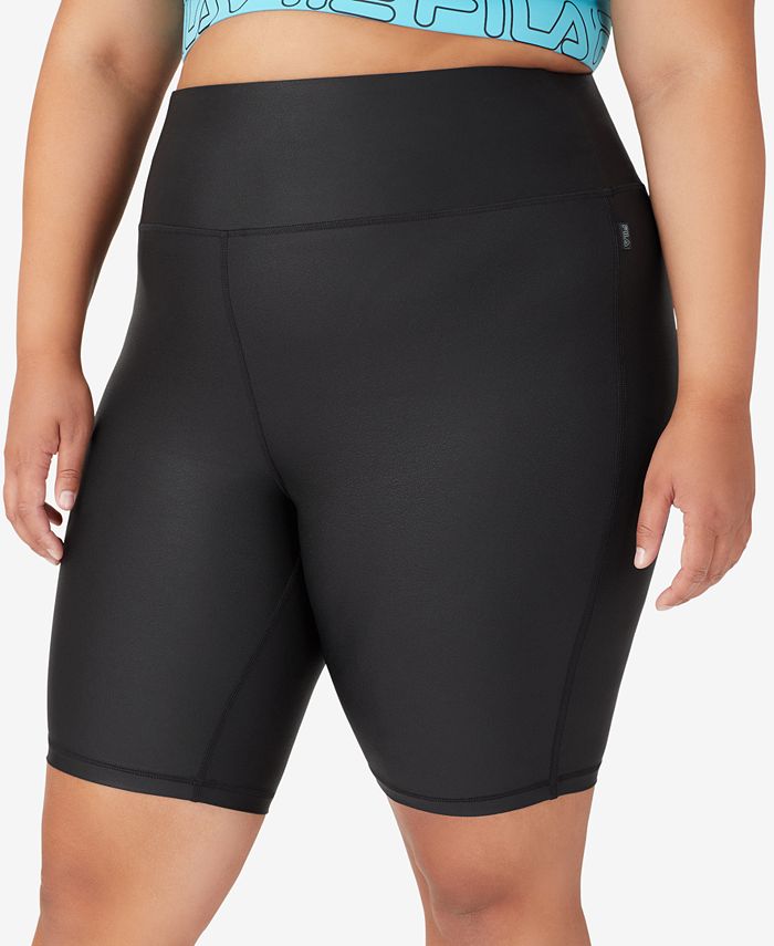 Fila Women's End Game Leather Look Bike Shorts Black Size 3X