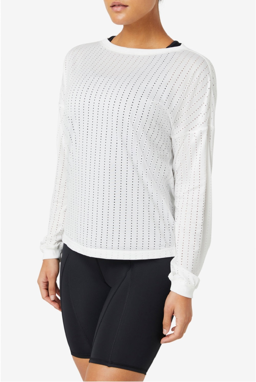 Fila Women's Fi Lux Mesh Long Sleeve Top White Size Large