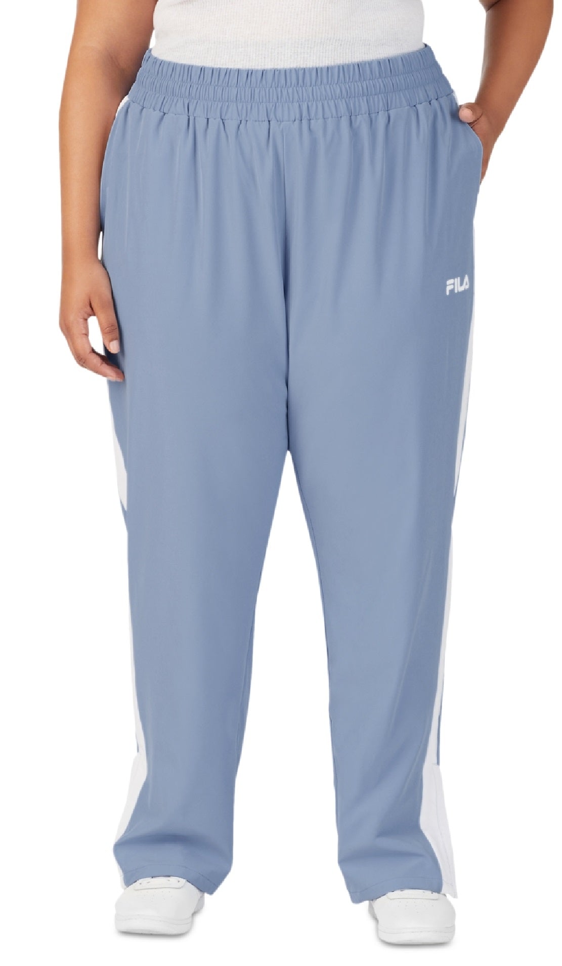 Fila Women's Jovia Mid Rise Contrast Trim Track Pants Blue Size 1X