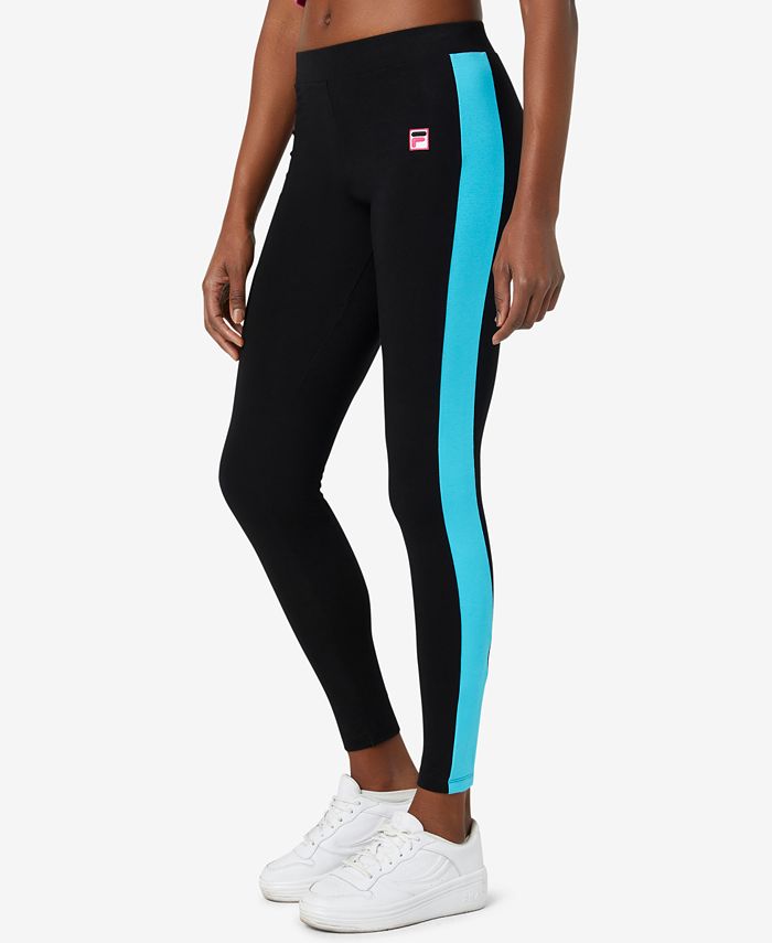 Fila Women's Riviera Striped Full Length Leggings Black Size X-Small