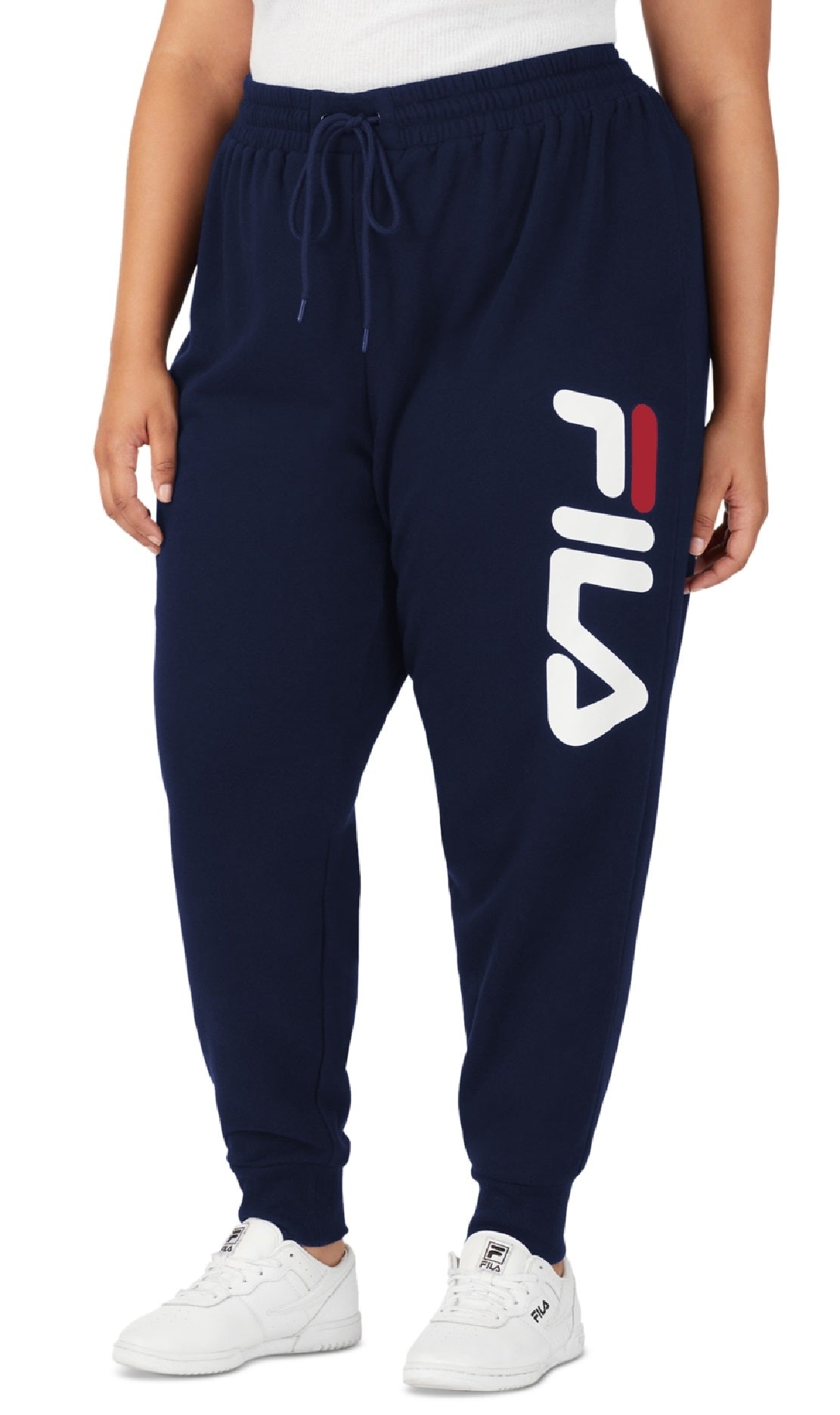 Fila Women's Stand Graphic Drawstring Waist Jogger Pants Blue Size 1X