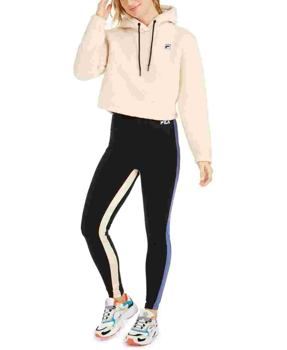 Fila Women's Teddy Bear-Fleece Cropped Hoodie Beige Size Large