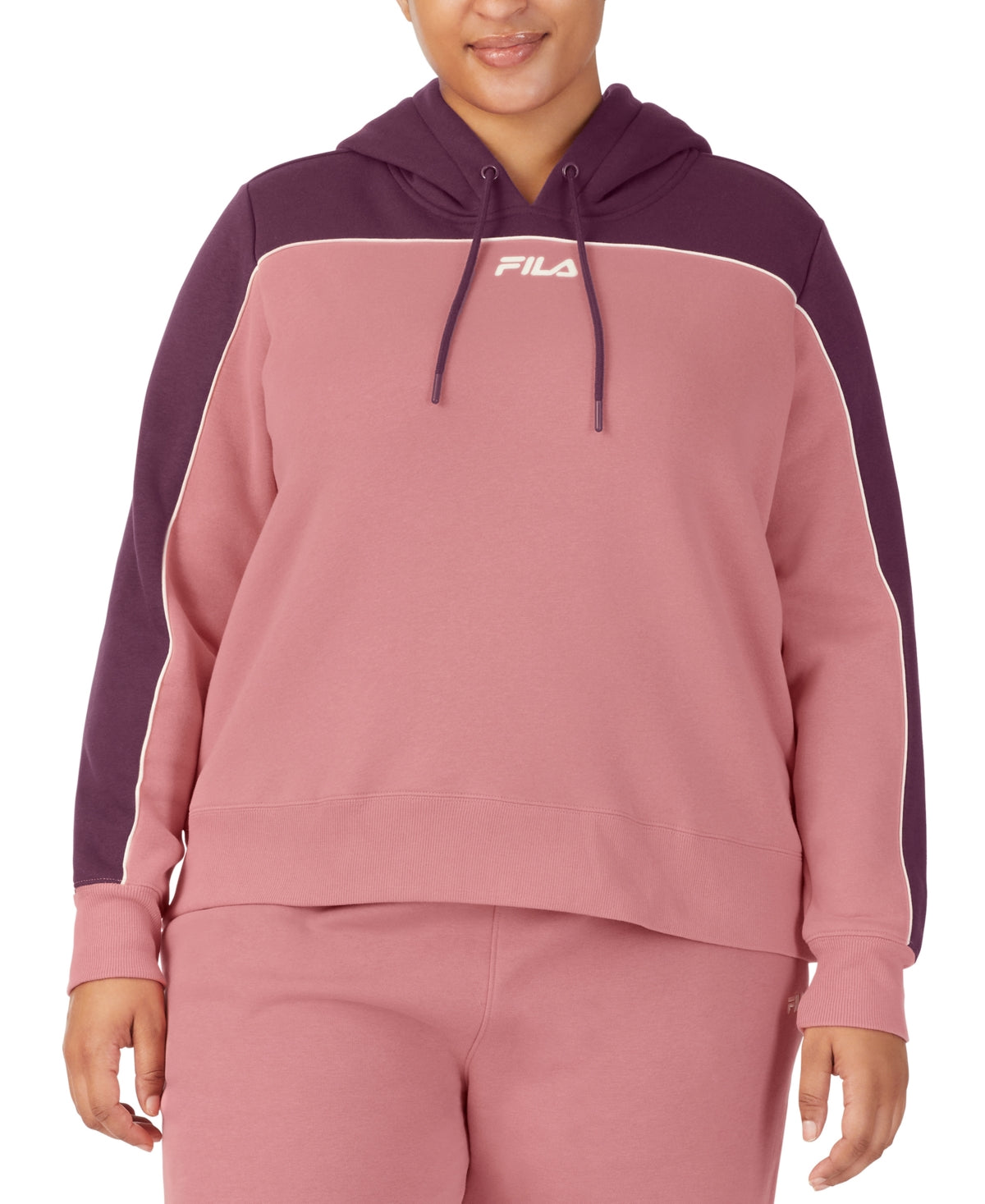 Fila Women's Vigor Colorblocked Long Sleeve Hoodie Purple Size 3X
