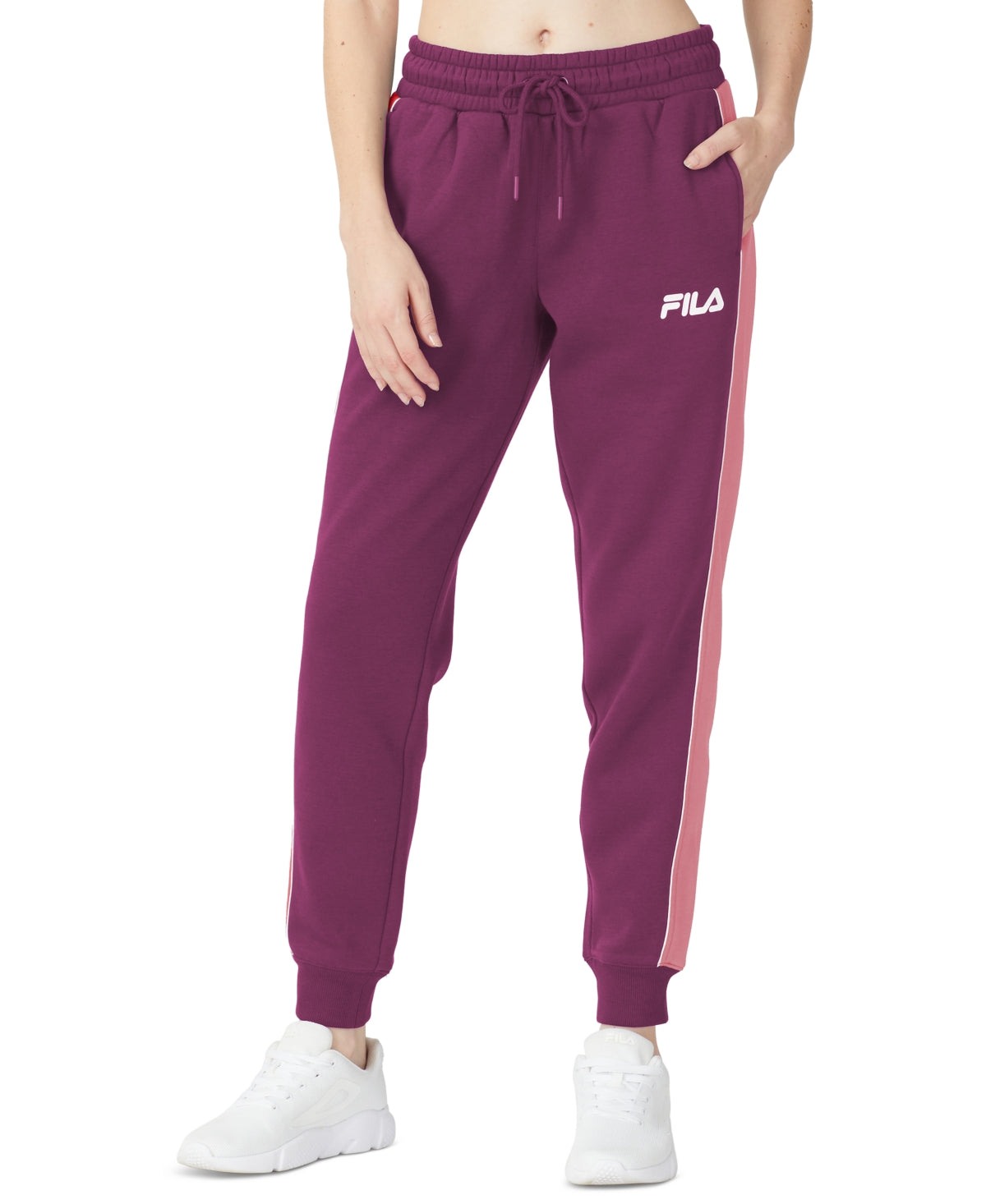Fila Women's Vigor Mid Rise Colorblocked Fleece Joggers Purple Size 4X