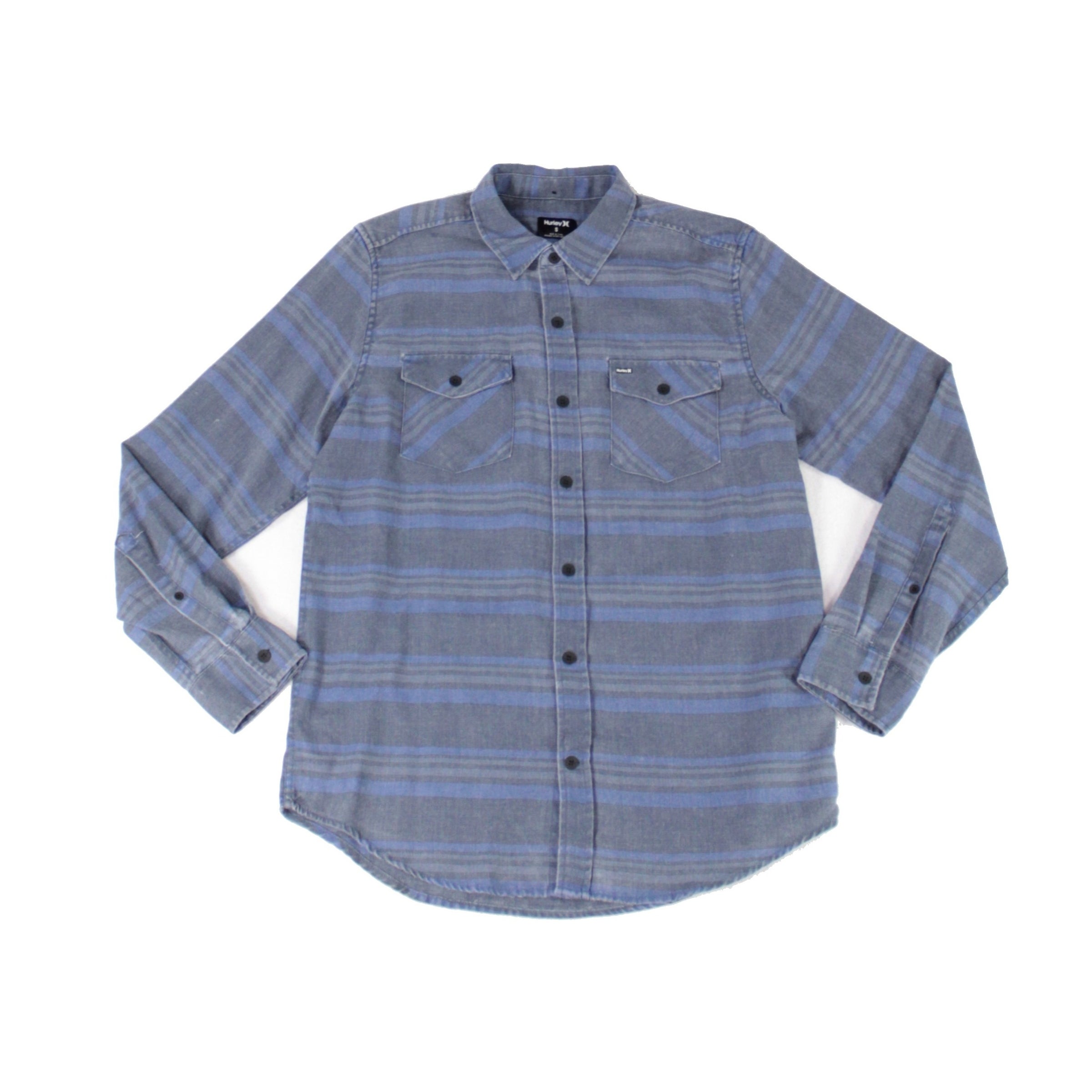 Hurley Men's Button Down Longsleeve Darian Stripe Blue Size XXL