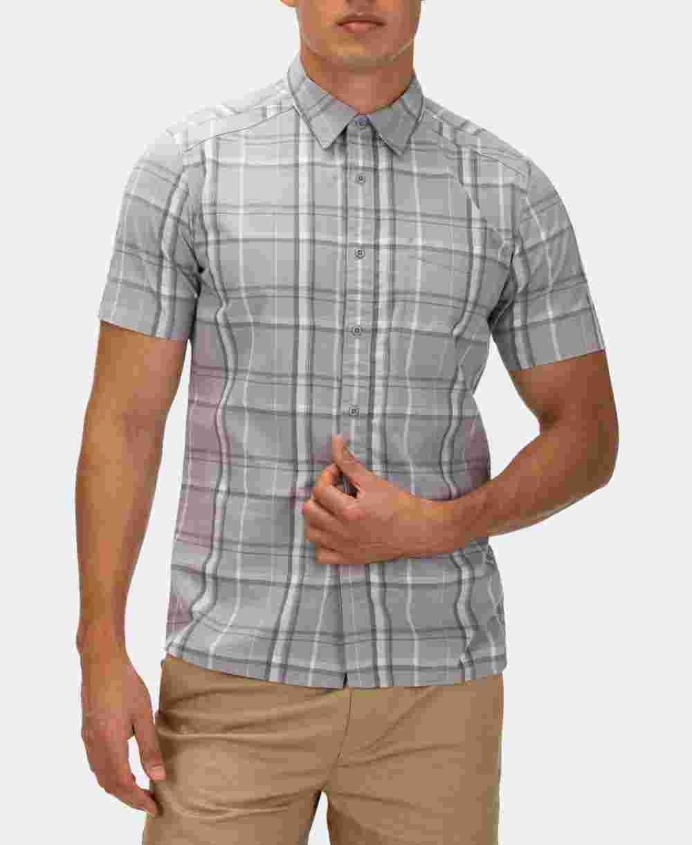 Hurley Men's Frankie Plaid Stretch Button Down Shirt Charcoal Size Small