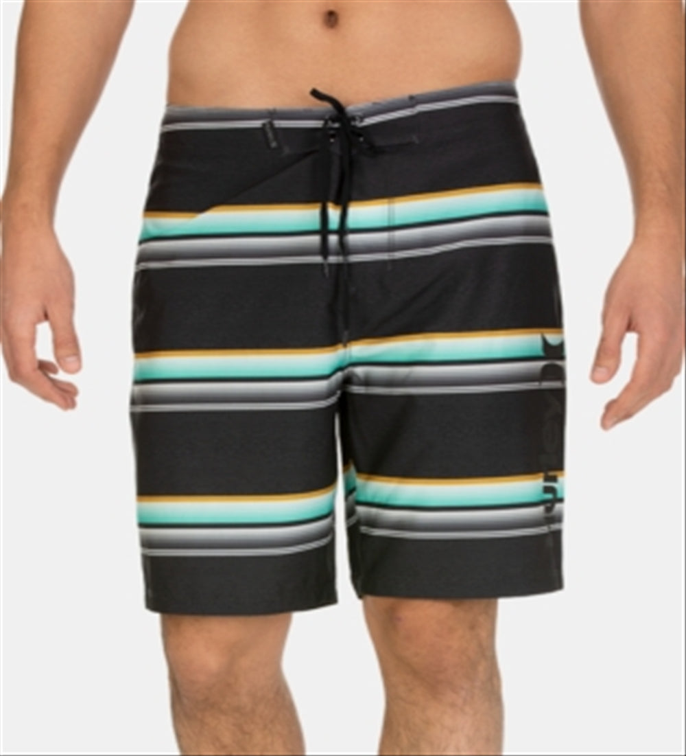 Hurley Men's Striped Board Shorts Black Size 29
