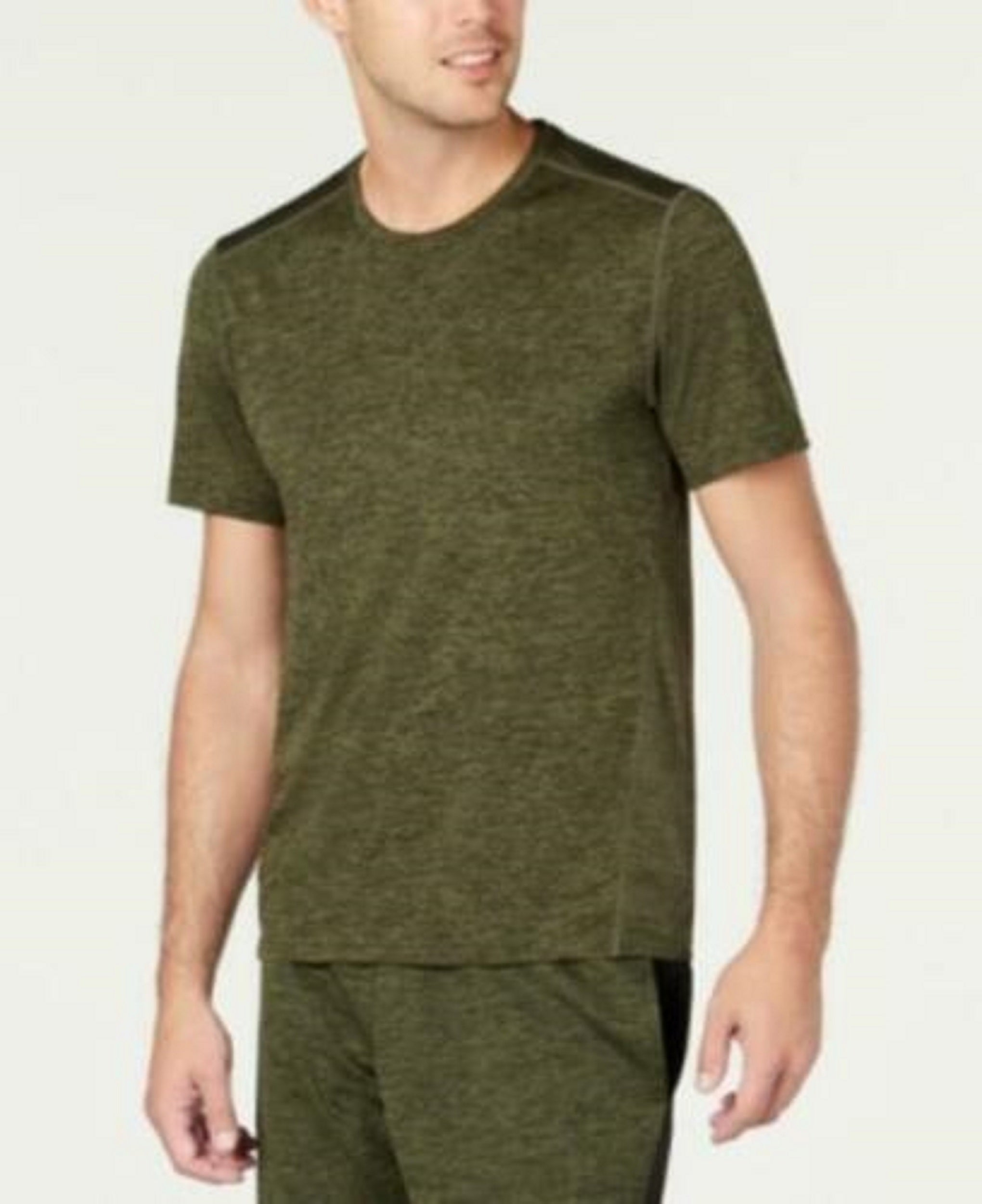 ID Ideology Men's Core Crew Neck Mesh-Back T-Shirt  Green