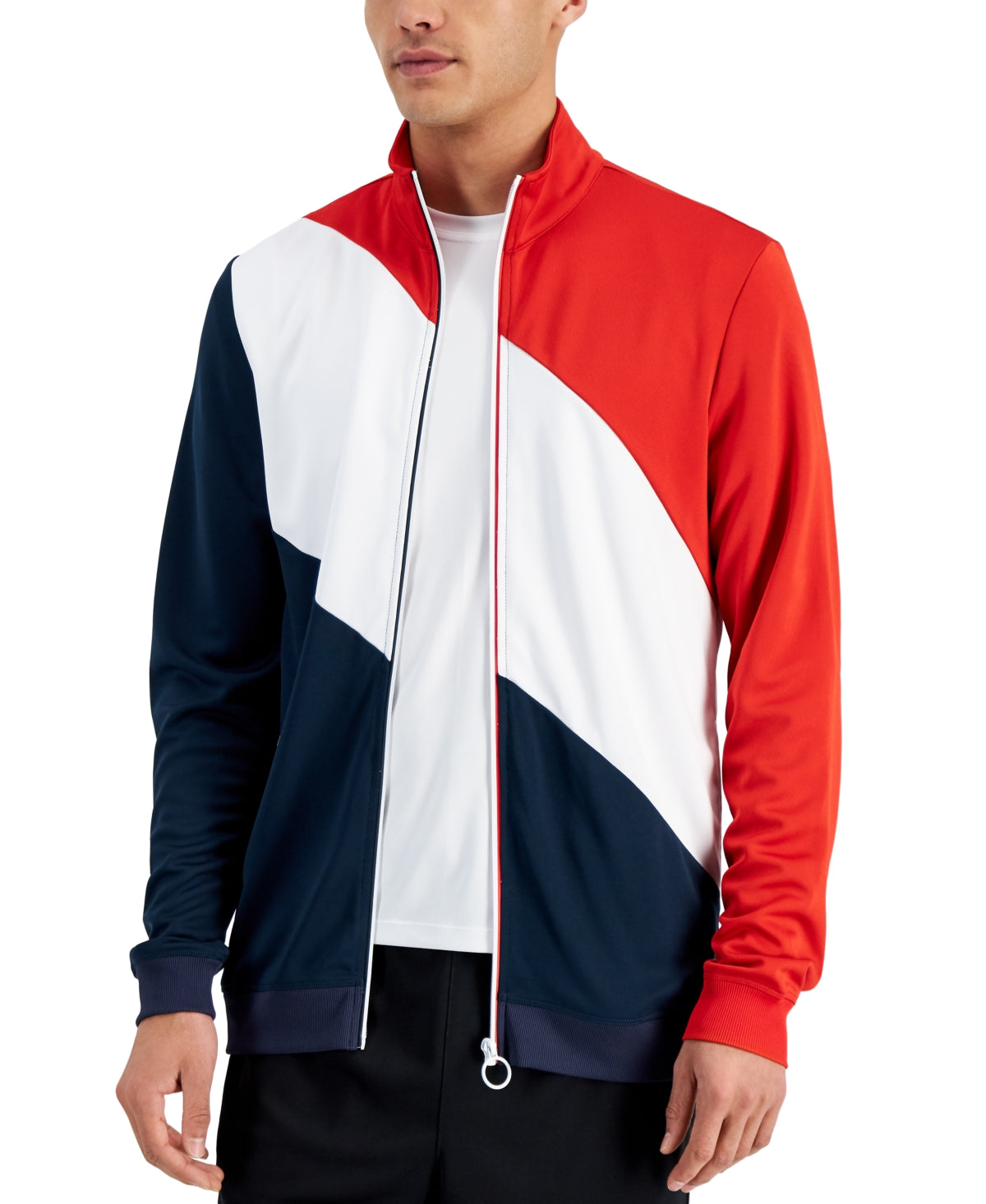 ID Ideology Men's Regular Fit Colorblocked Track Jacket Red Size M