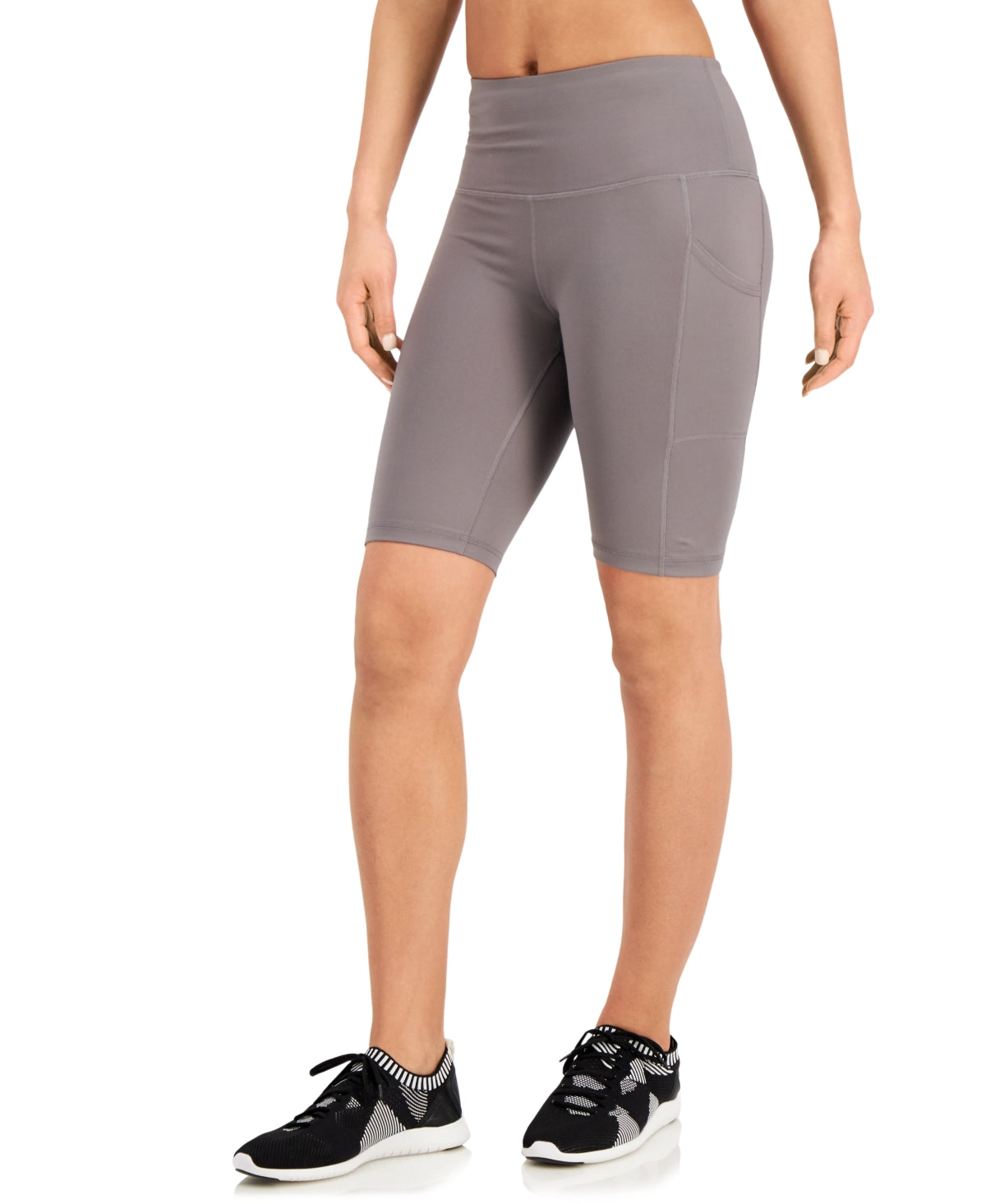 ID Ideology Women's 10 High Rise Pocket Bike Shorts Gray Size X-Small