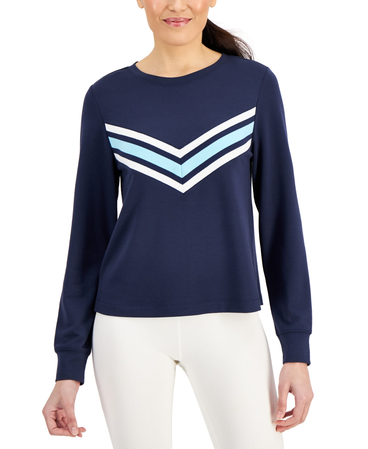 ID Ideology Women's Active Chevron Top Blue Size Large