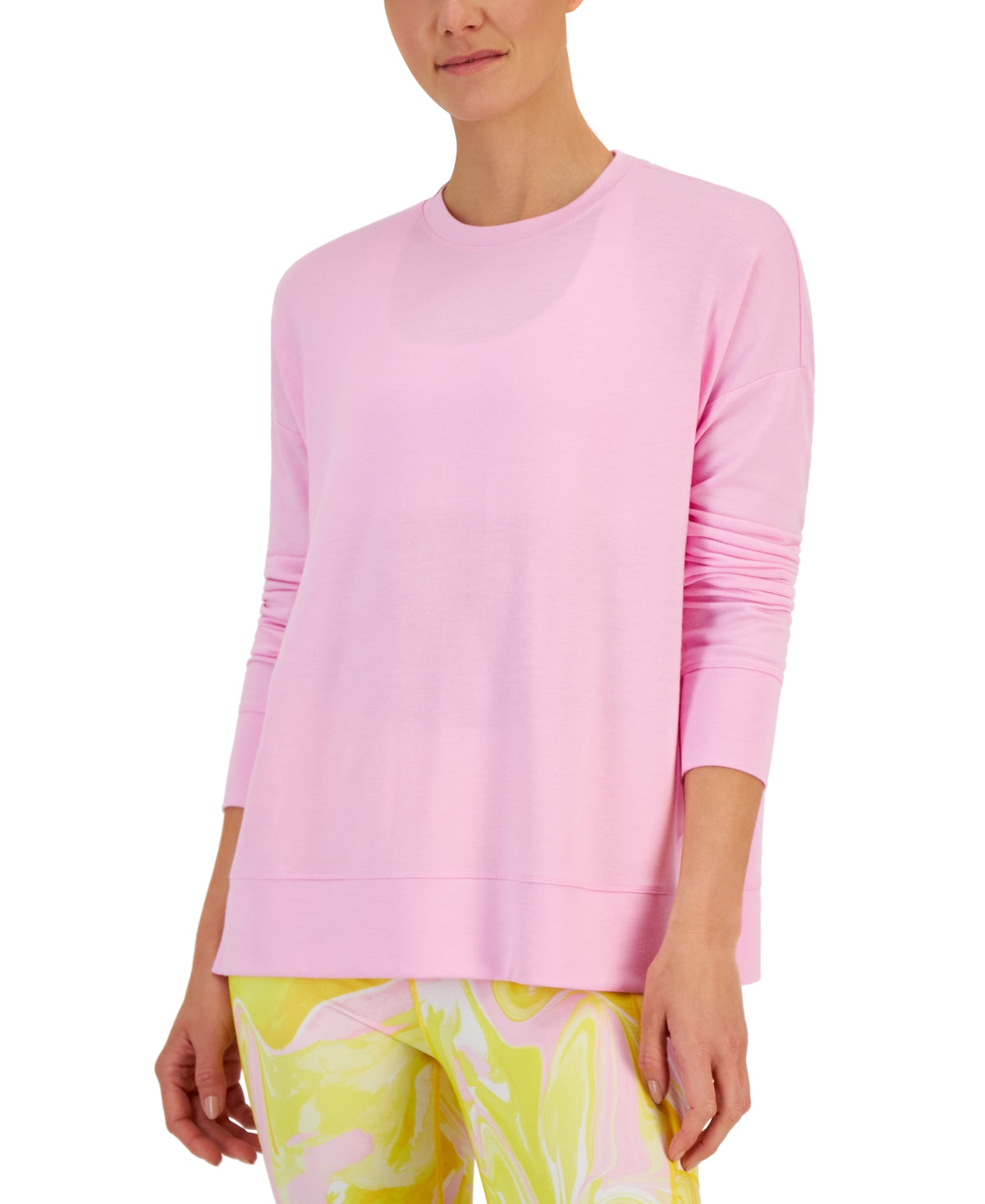 ID Ideology Women's Active Solid Crewneck Top Pink Size X-Large