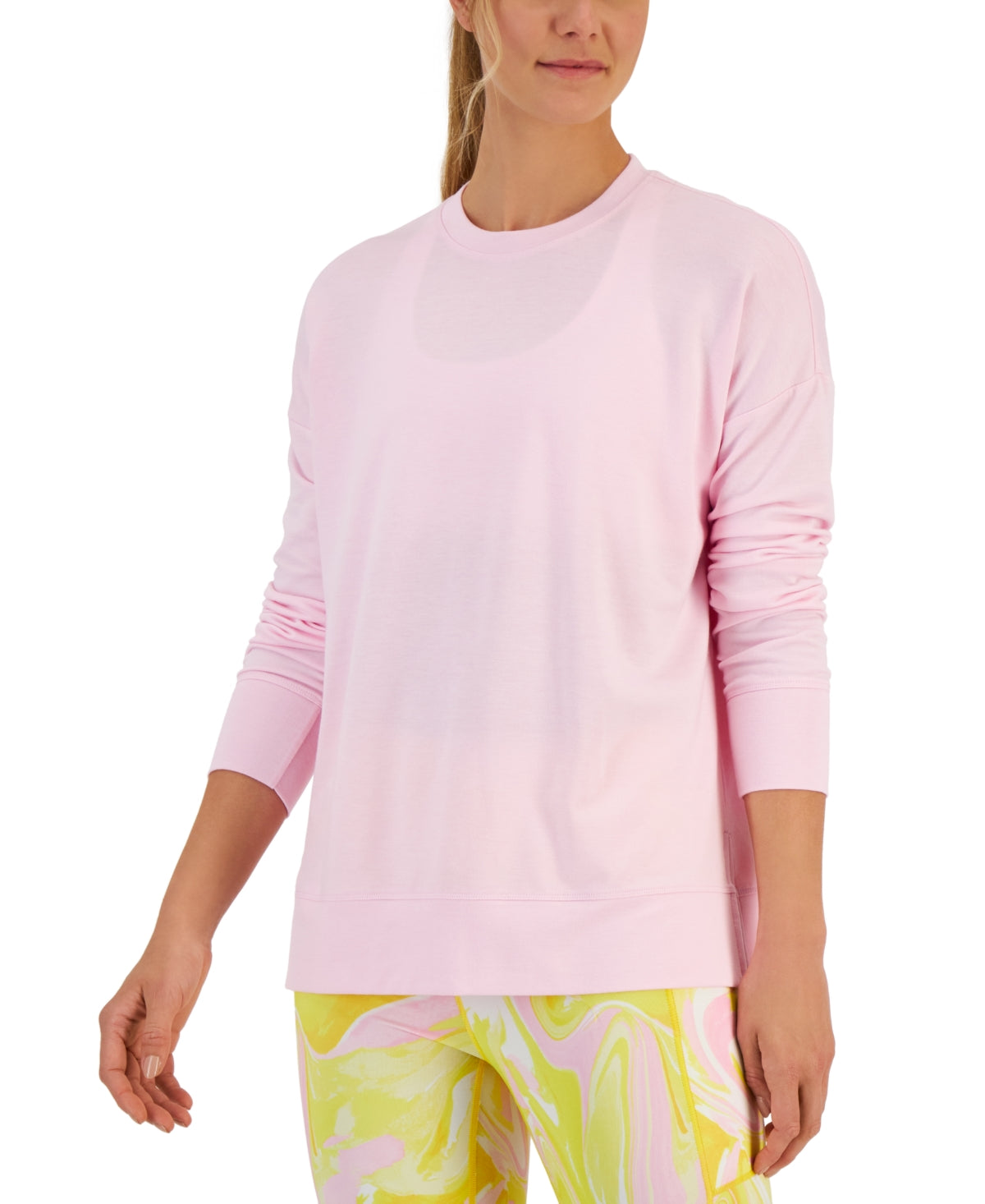 ID Ideology Women's Active Solid Crewneck Top Pink Size X-Small