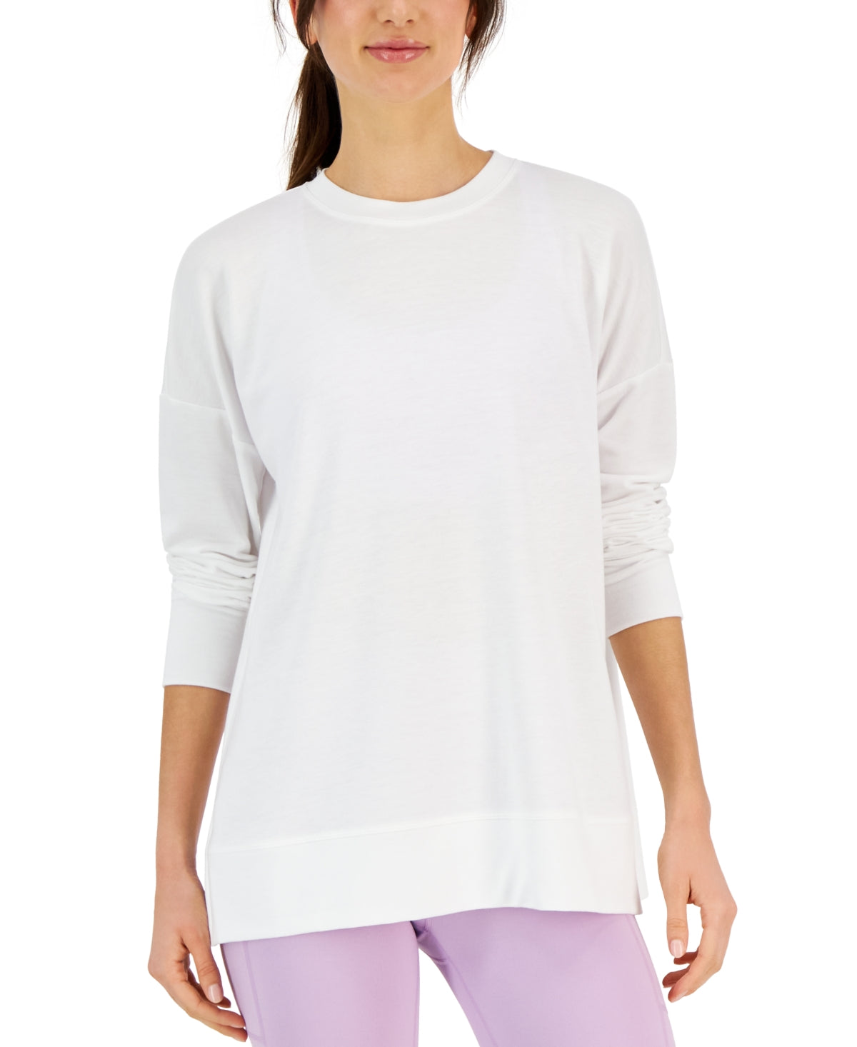ID Ideology Women's Active Solid Crewneck Top White Size Large