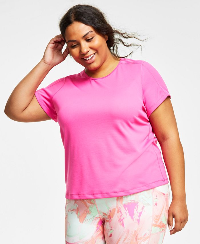 ID Ideology Women's Birdseye Mesh T Shirt Pink Size 1X