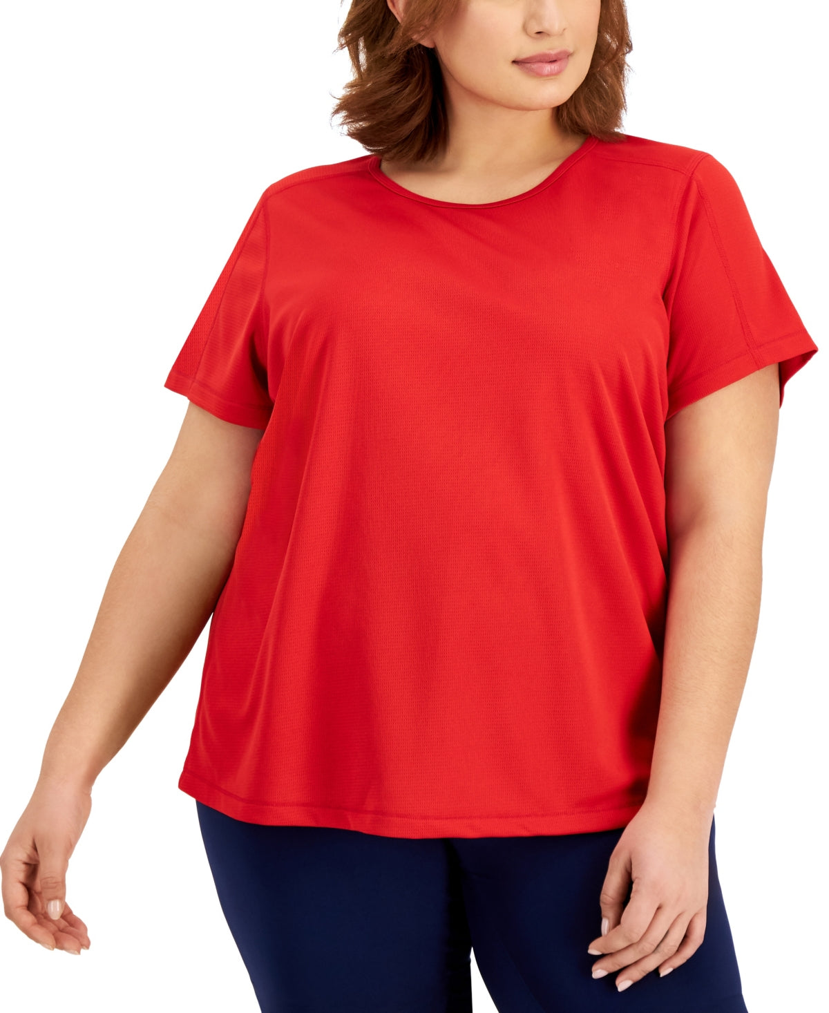 ID Ideology Women's Birdseye Mesh T Shirt Red Size 2X