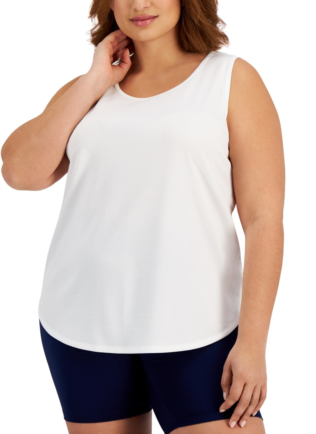 ID Ideology Women's Birdseye Mesh Tank Top White Size 1X