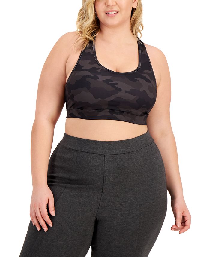 ID Ideology Women's Camo Print Medium Impact Sports Bra Black Size 2X