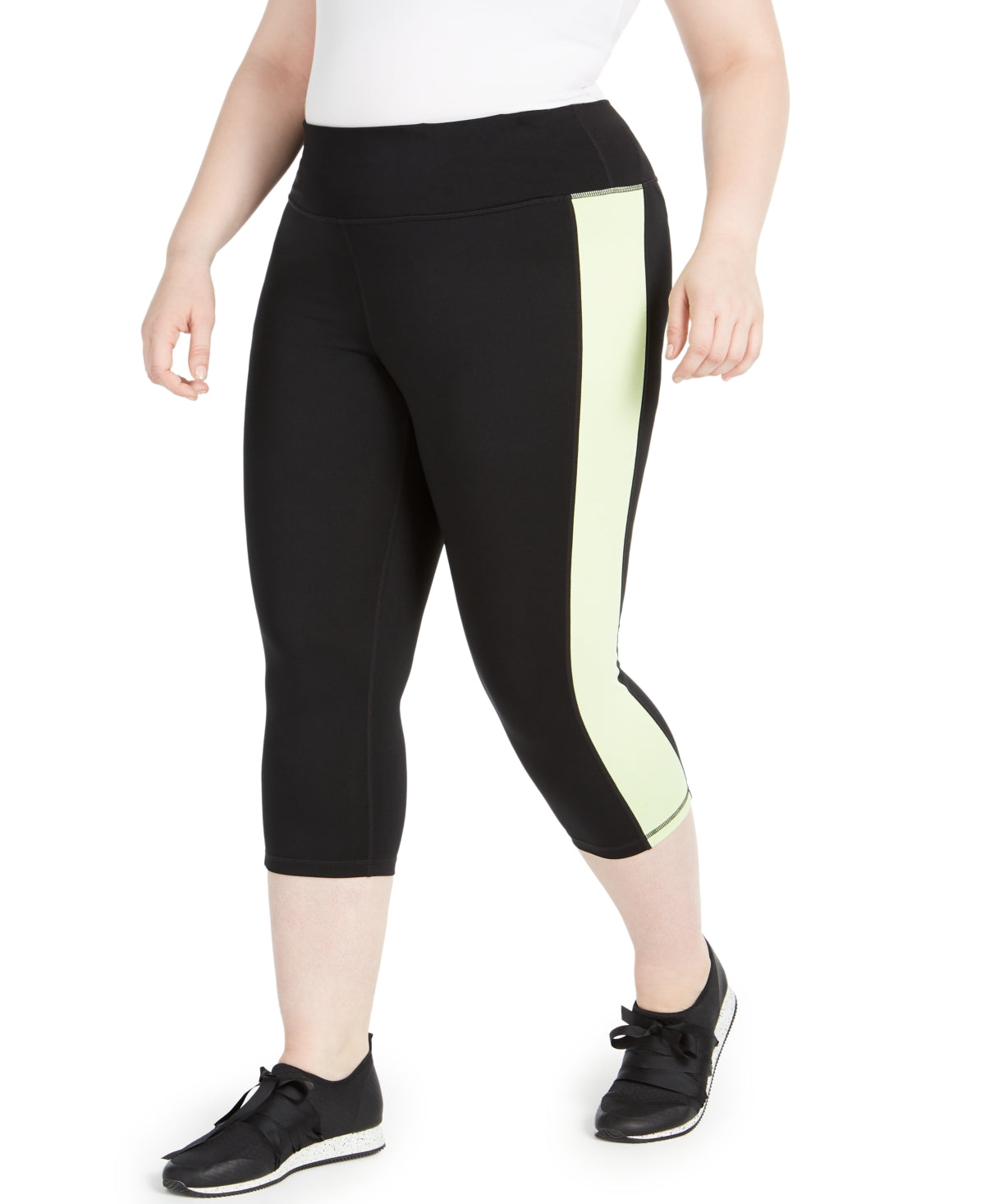 ID Ideology Women's Colorblocked Capri Leggings Black Size 1X
