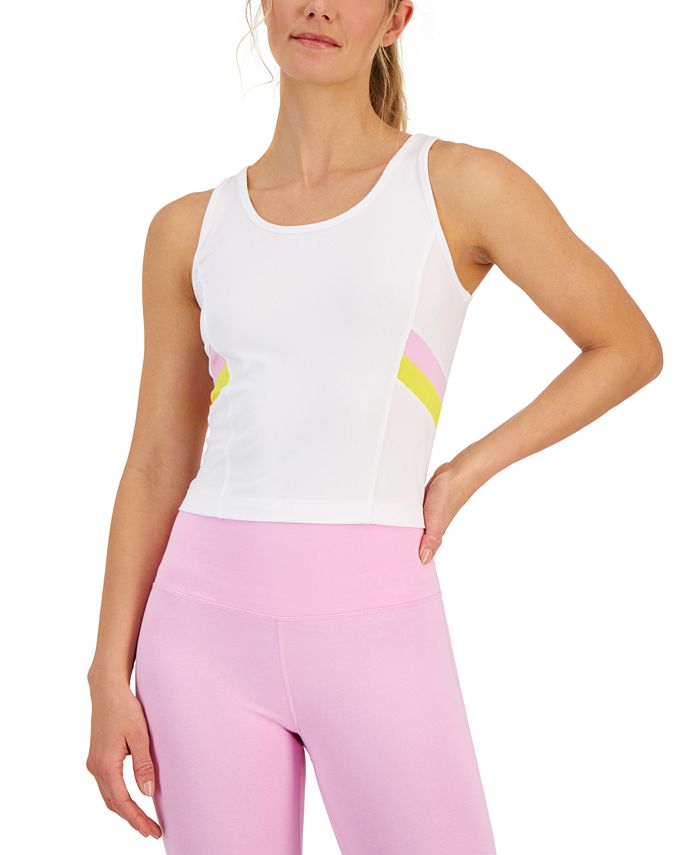 ID Ideology Women's Colorblocked Fitted Tank Top White Size Large