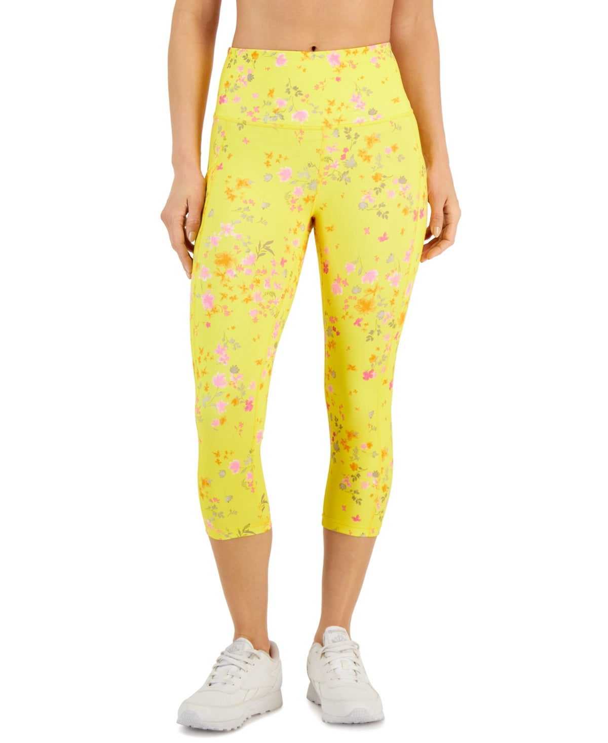 ID Ideology Women's Compression Active Cropped Leggings Yellow Size Large