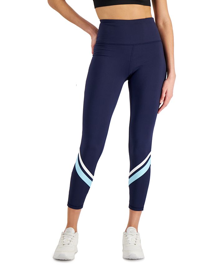 ID Ideology Women's Compression Colorblocked Side Pocket 7/8 Leggings Blue Size X-Small