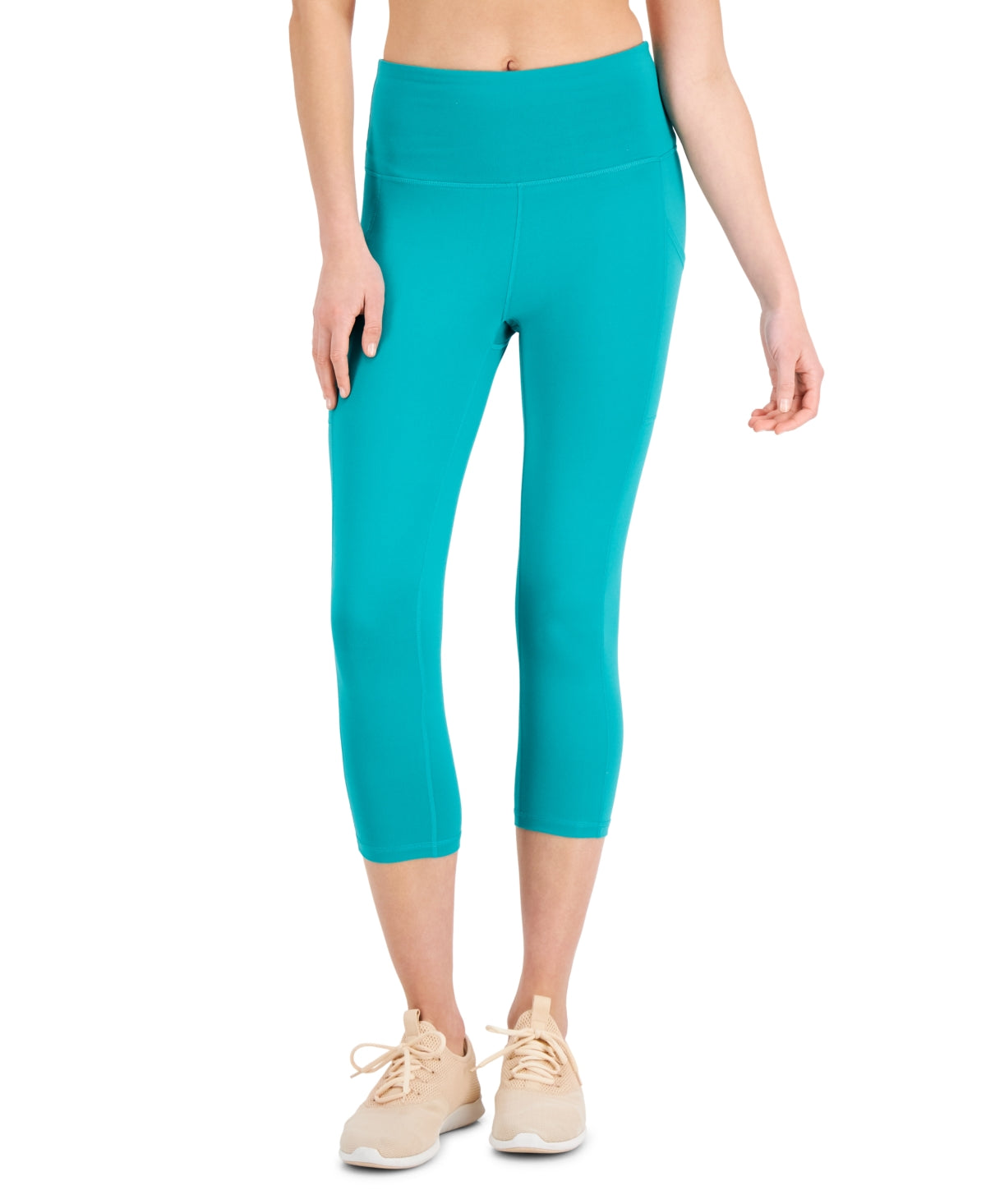 ID Ideology Women's Compression High Rise Side Pocket Cropped Leggings Green Size Petite Medium