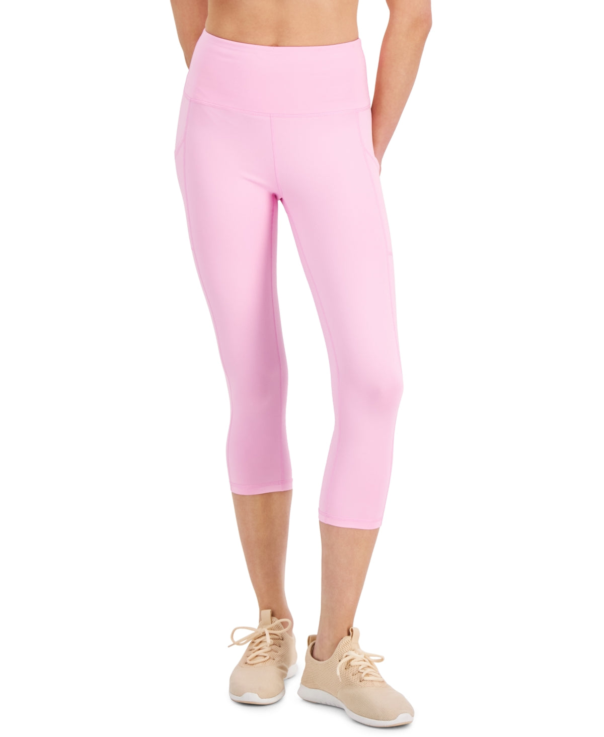 ID Ideology Women's Compression High Rise Side Pocket Cropped Leggings Pink Size X-Large