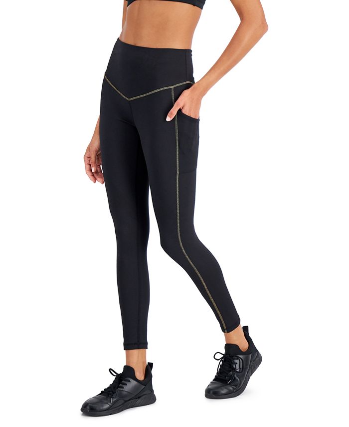 ID Ideology Women's Contrast Trim 7/8 Leggings Black Size X-Small