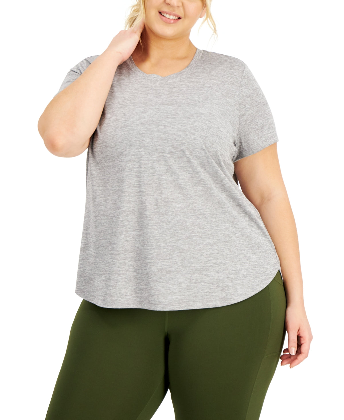 ID Ideology Women's Crewneck T-Shirt Gray Size 2X
