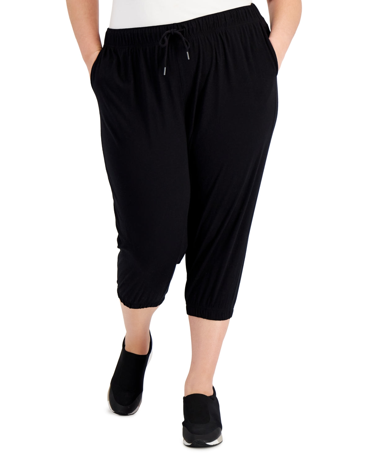 ID Ideology Women's Cropped Jogger Pants Black Size 1X