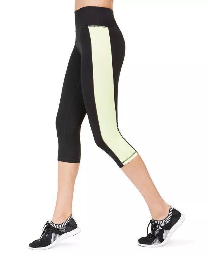 Id Ideology Women's Essentials Colorblocked Cropped Leggings Black Size Small