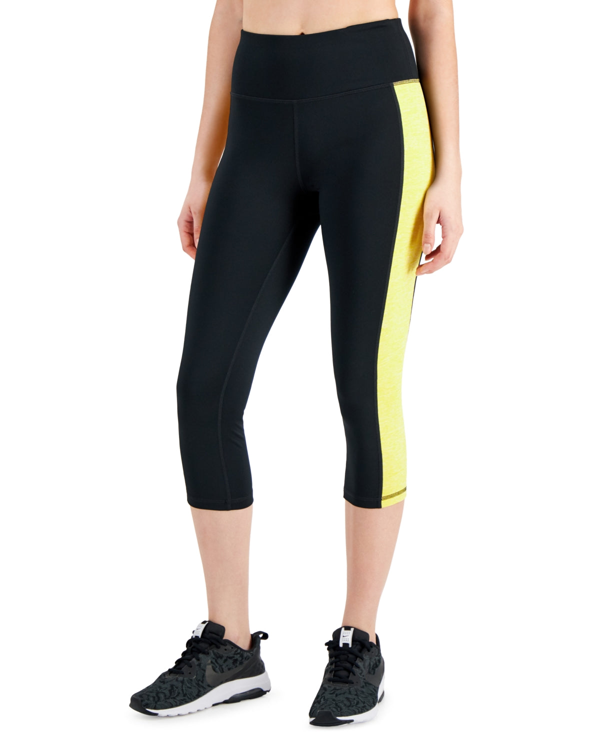 ID Ideology Women's Essentials Colorblocked Cropped Leggings Yellow Size XX-Large