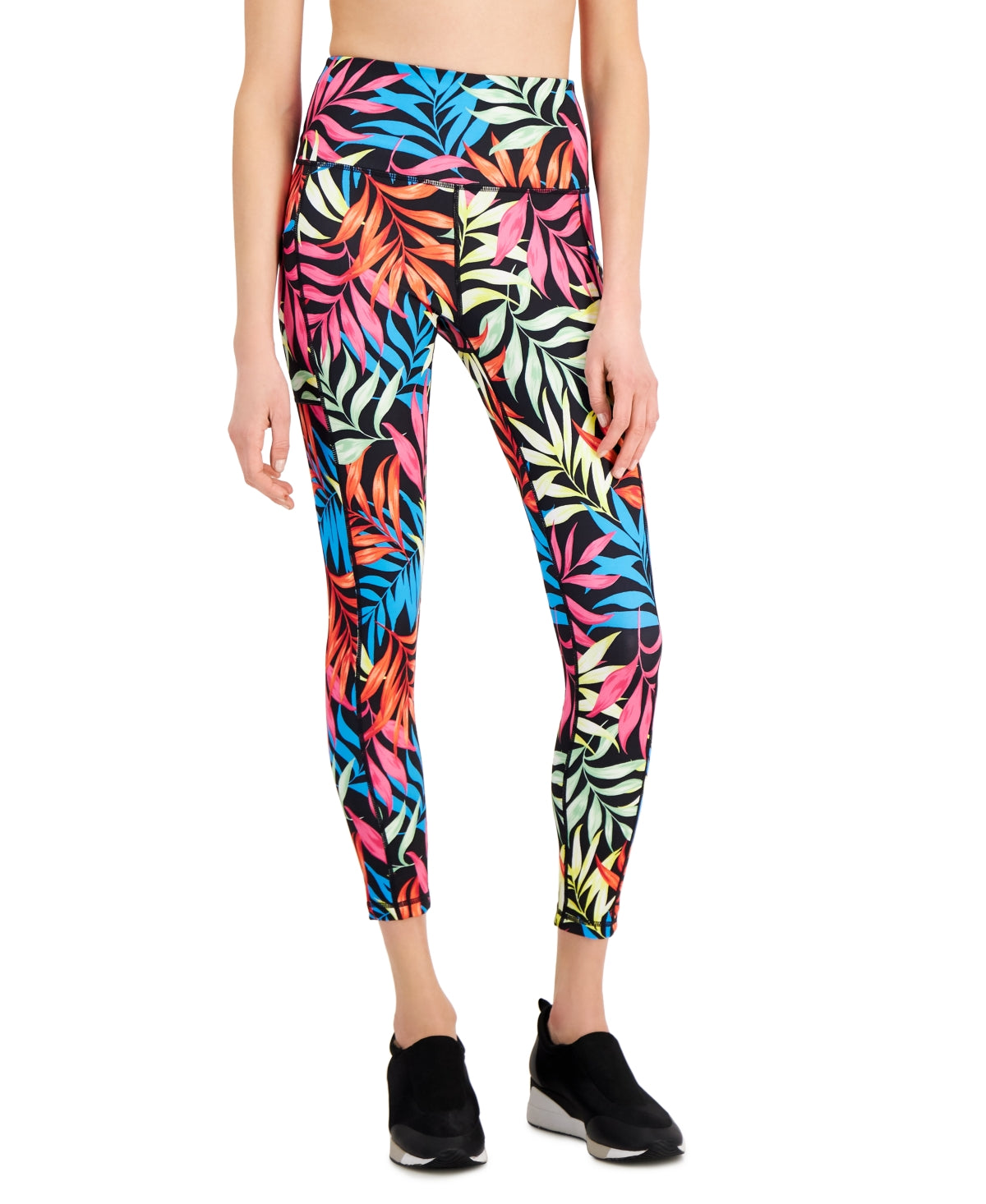 ID Ideology Women's Fern Side Pocket 7/8 Leggings Black Size X-Large