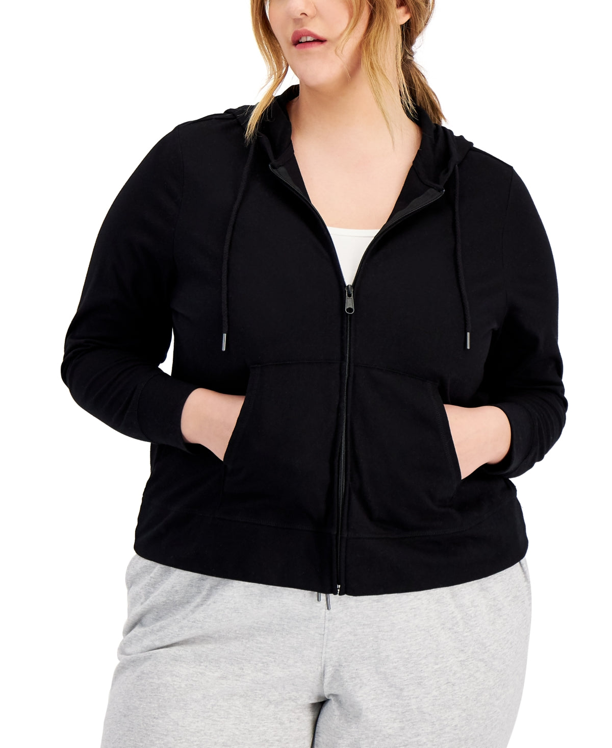 ID Ideology Women's Full Zip Hooded Jacket Black Size 2X