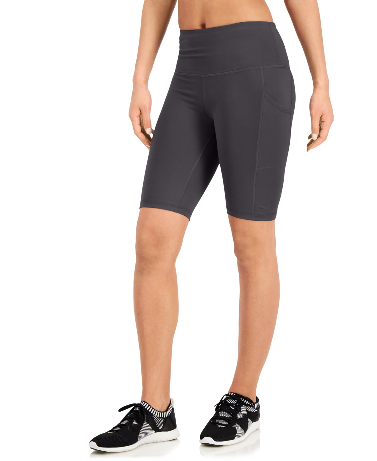 ID Ideology Women's High Rise 10 Bike Shorts Gray Size Small