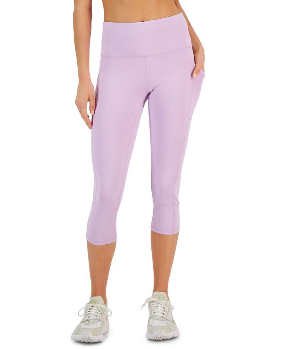 ID Ideology Women's High Rise Side Pocket Cropped Leggings Purple Size X-Large