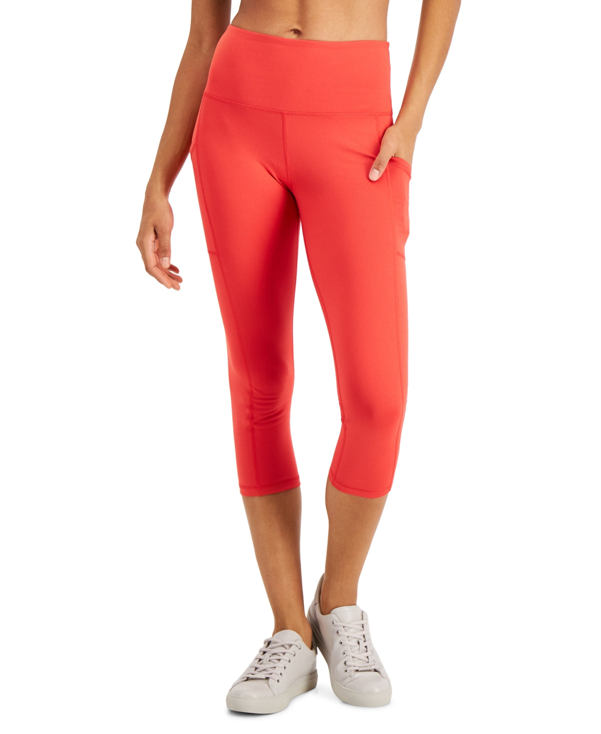 ID Ideology Women's High Rise Side Pocket Cropped Leggings Red Size X-Large