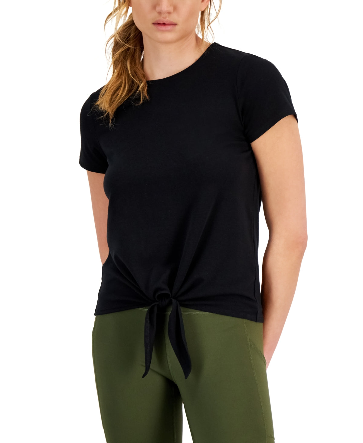ID Ideology Women's Knot Front T-Shirt Black Size Small