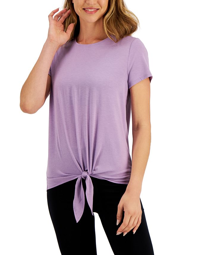 ID Ideology Women's Knot Front T-Shirt Purple Size XX-Large
