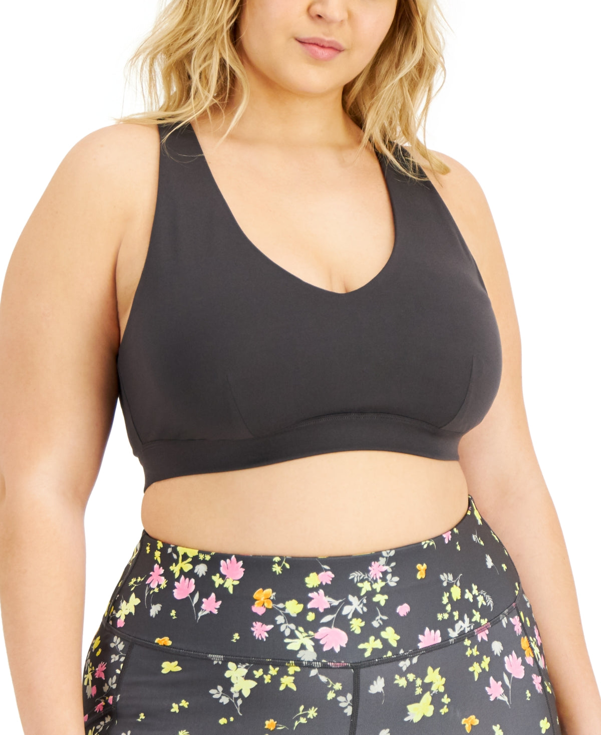 ID Ideology Women's Match Set Sports Bra Gray Size 1X