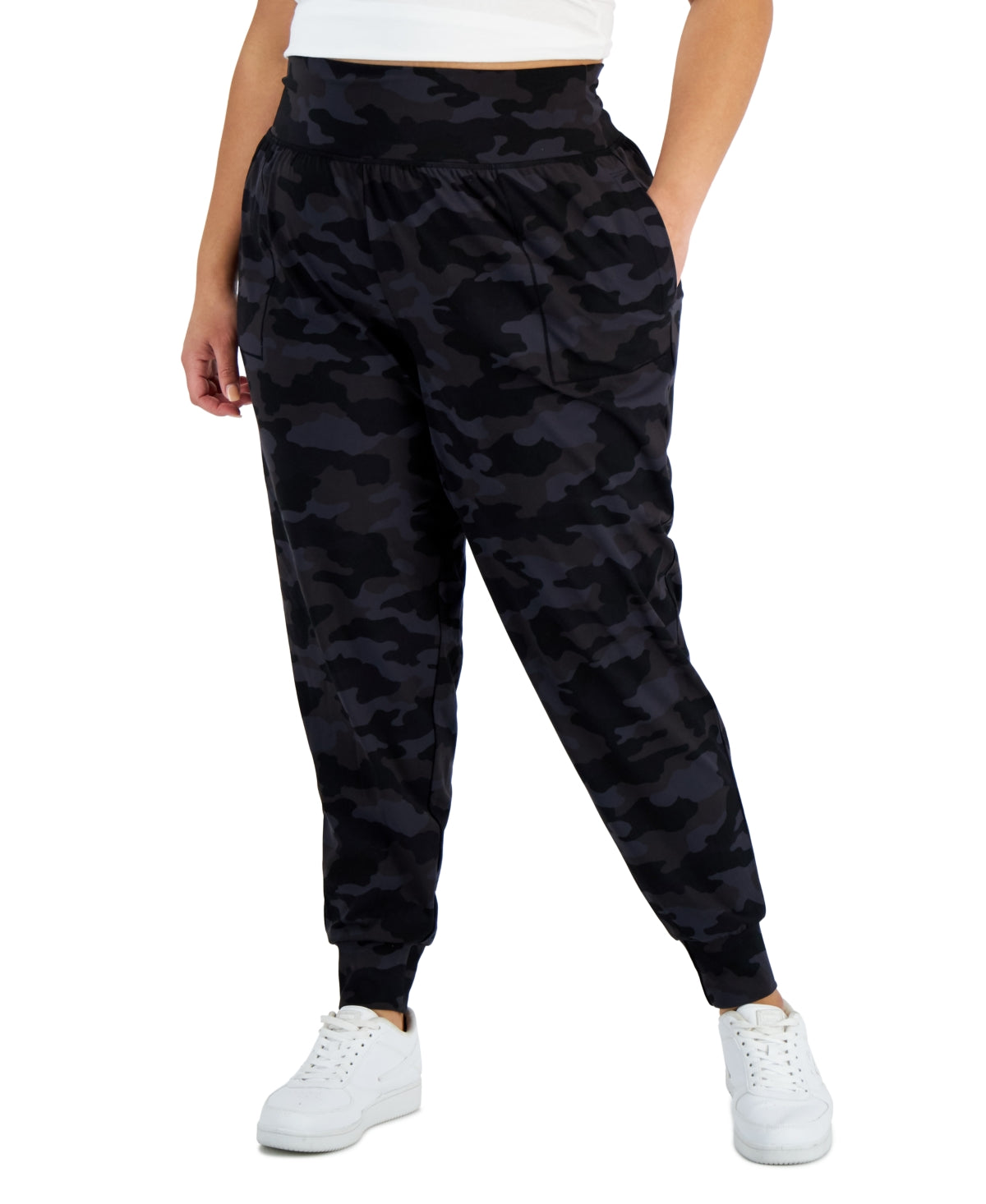 ID Ideology Women's Printed Jogger Pants Black Size 1X