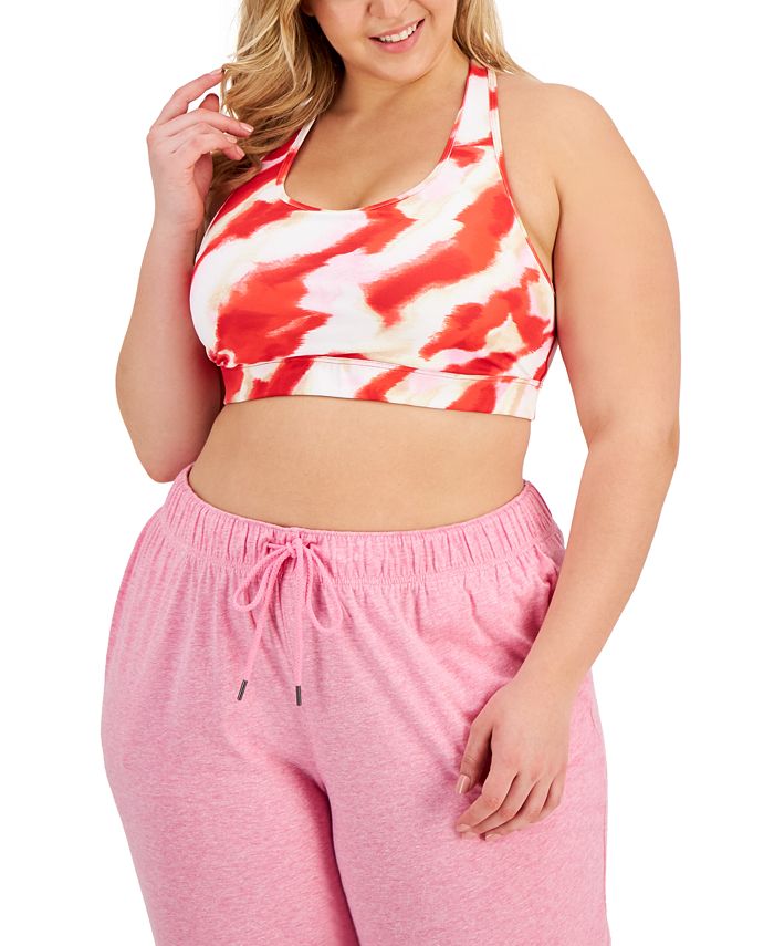ID Ideology Women's Printed Medium Impact Sports Bra Red Size 1X