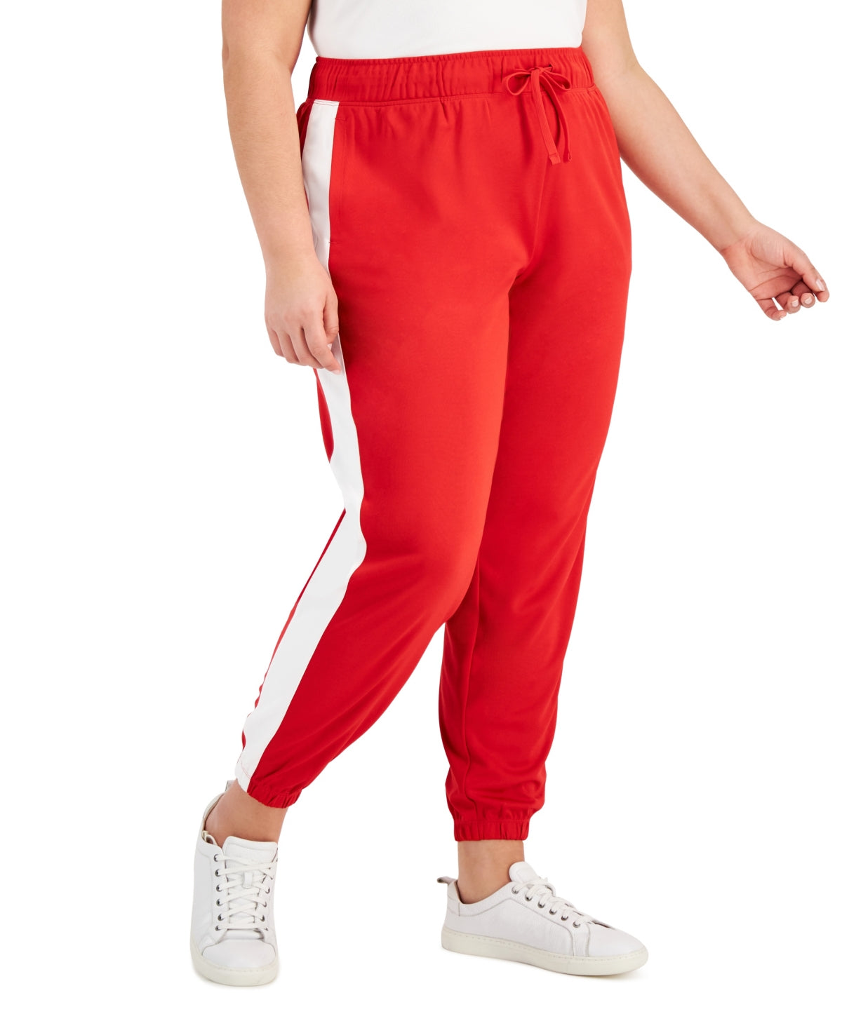 ID Ideology Women's Racing Stripe Joggers Red Size 3X