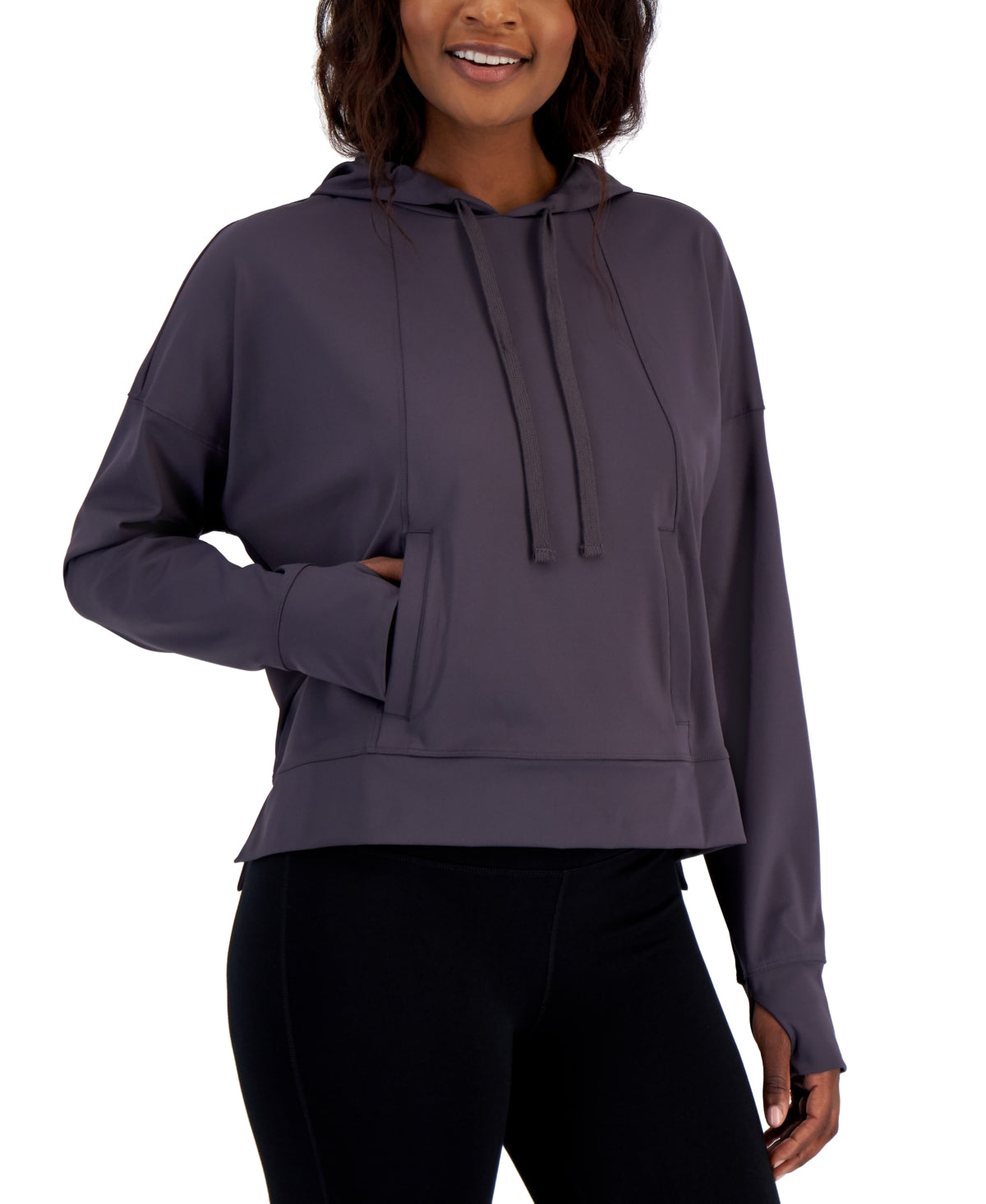 ID Ideology Women's Relaxed Solid Techy Hoodie Grey Size X-Small